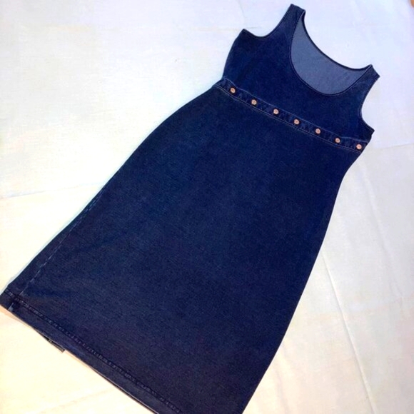 NWOT WHBM DENIM SLEEVELESS MIDI with SIDE SNAP KICK PLEAT SIZE XSP - Picture 14 of 14